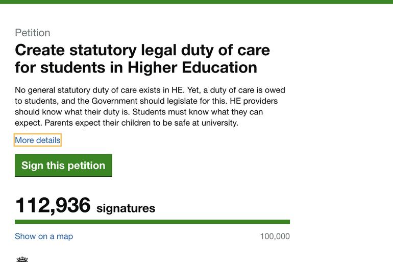 UK Parliament Petitions screenshot