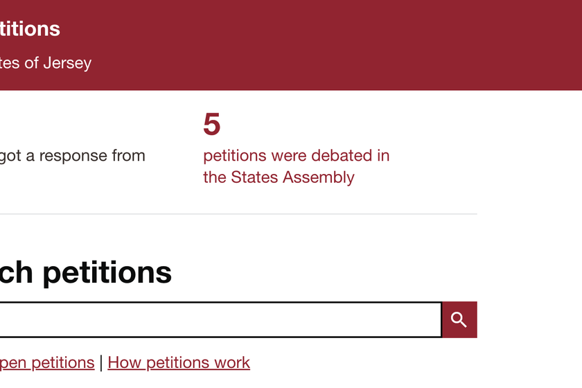 State of Jersey Petitions screenshot